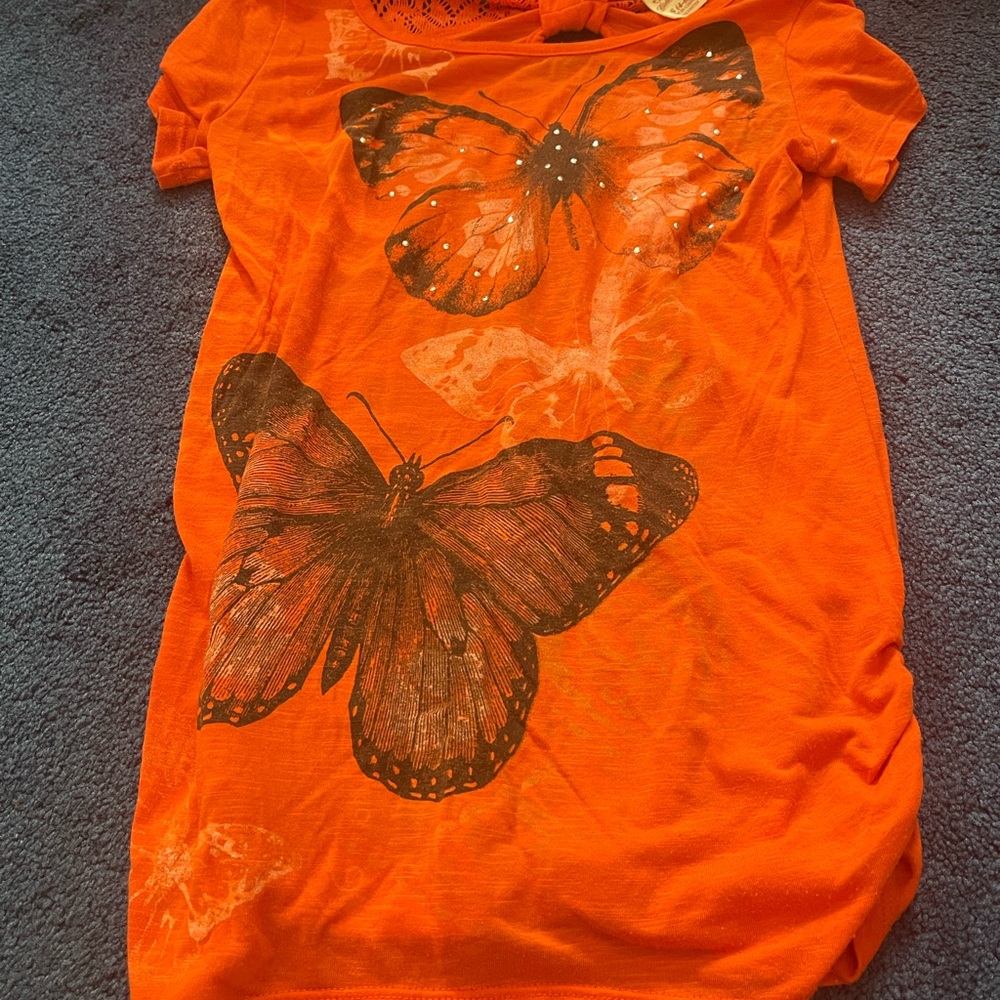 Orange Butterfly Graphic T-Shirt